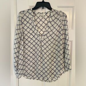 Joie blue & white silk blouse size XS